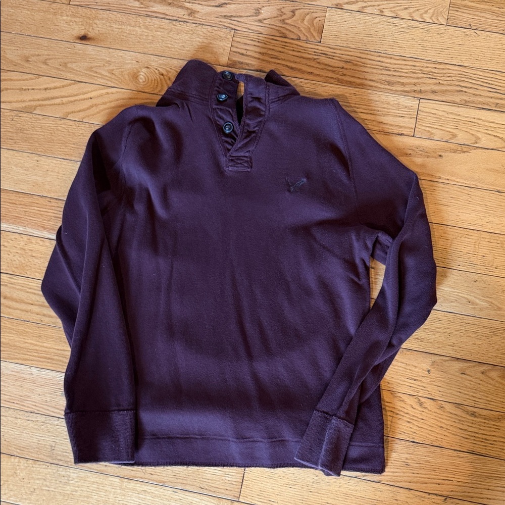 American Eagle Outfitters Men's Dark burgendy Crewneck Sweater